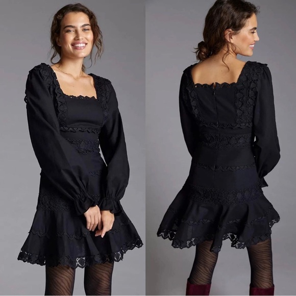 Anthropologie Endless Rose Embroidered Lace Mini Dress
